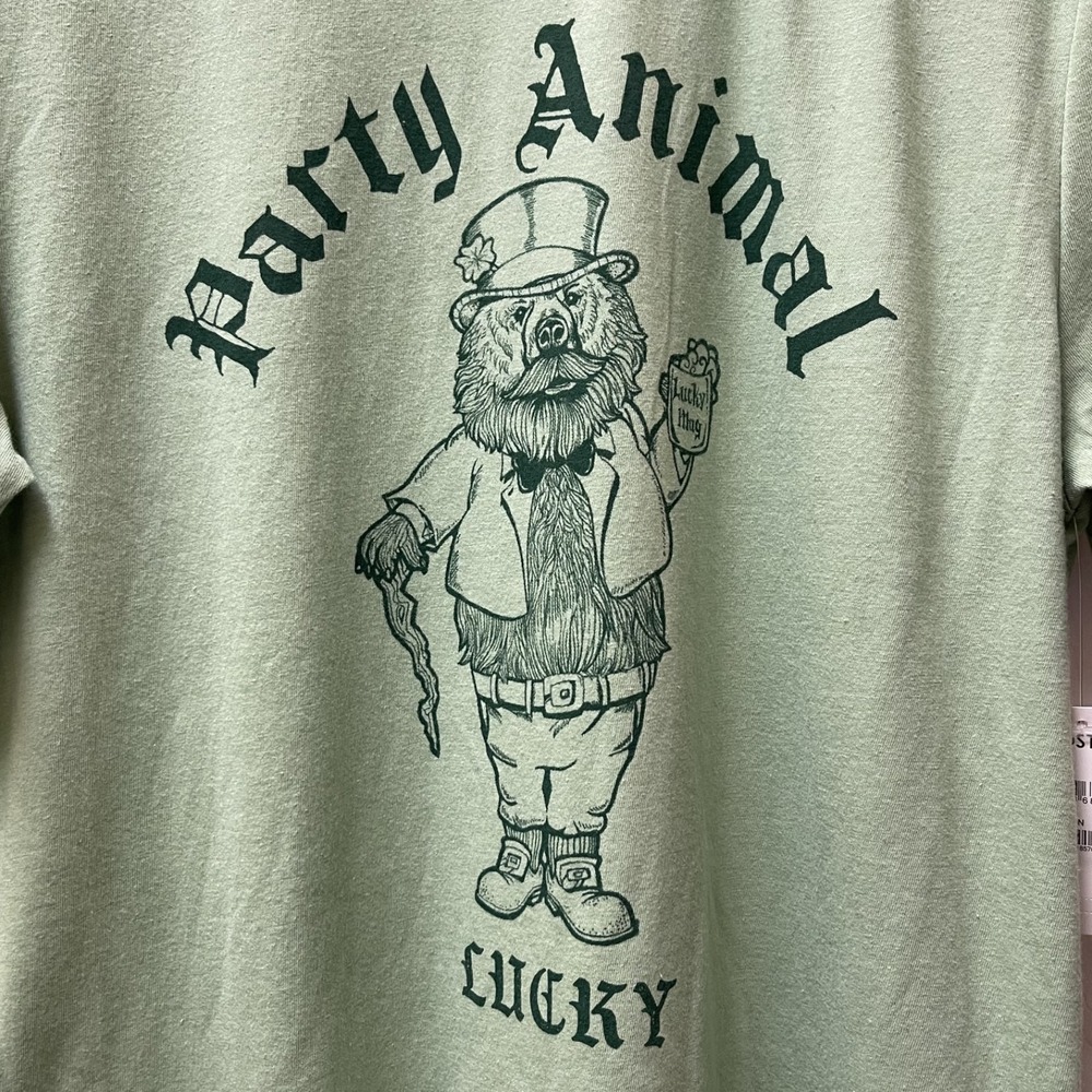 Lucky Brand Men's M Logo Graphic T-Shirt Los Angeles Party Animal Green